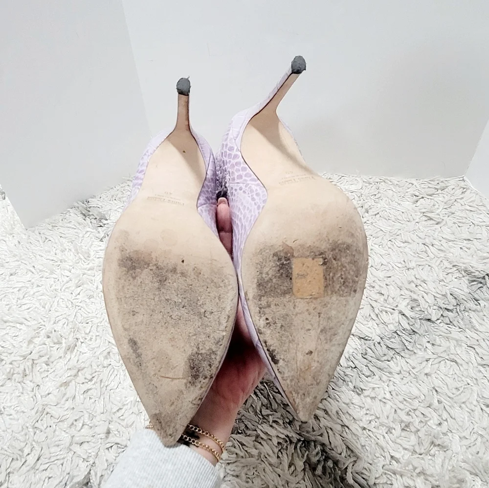 Paris Texas lilac embosed croco Stiletto knee high boots - Picture 13 of 14